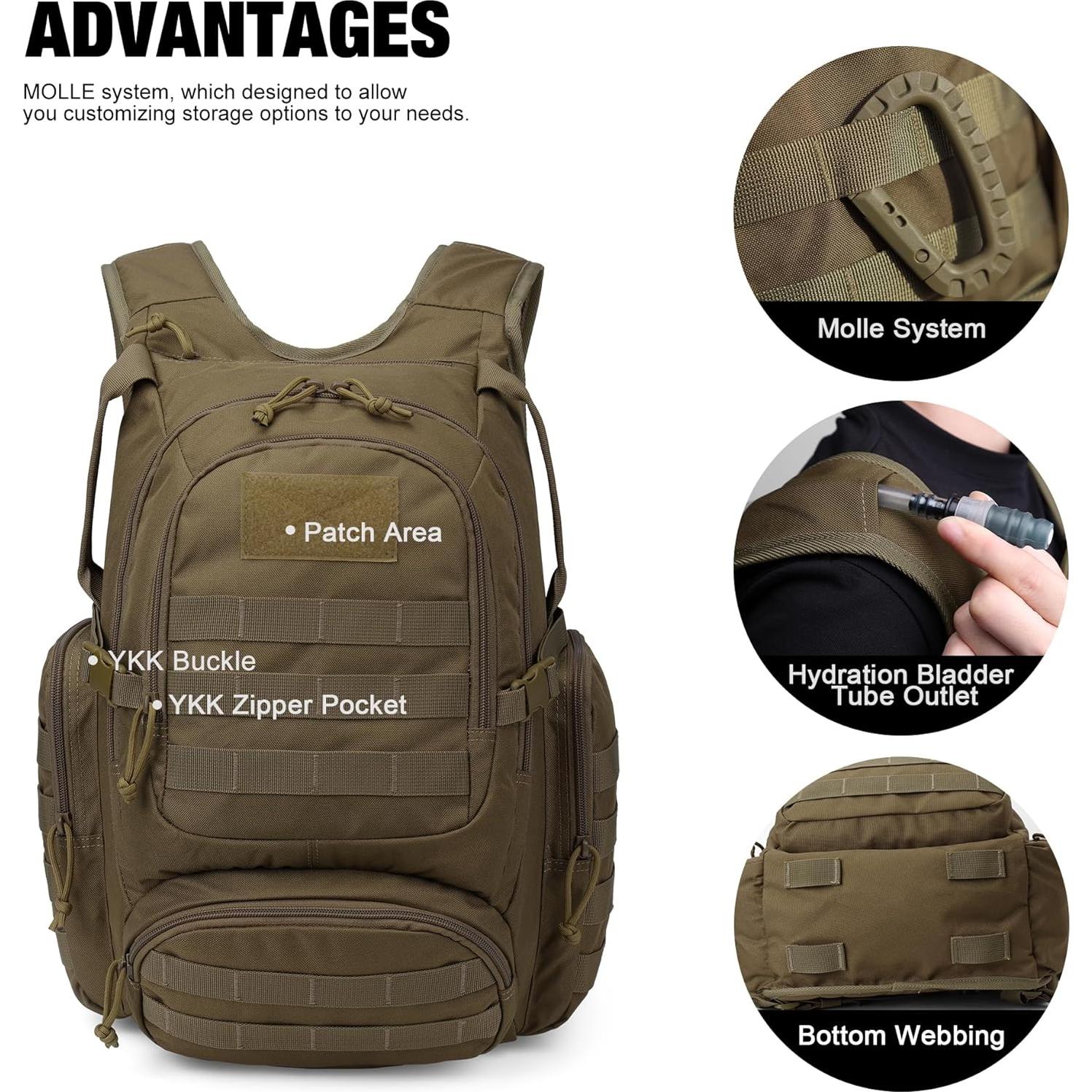 Mochila Táctica Mardingtop 25L para Senderismo y Camping