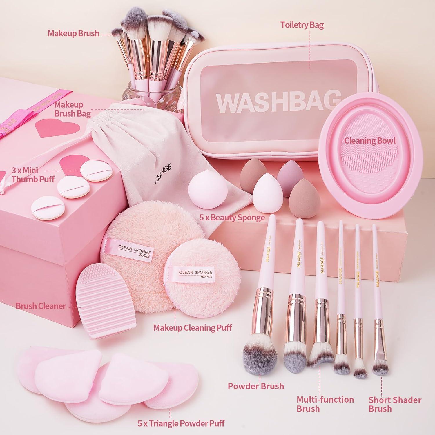 Set de Brochas de Maquillaje MAANGE 37 Piezas Rosa