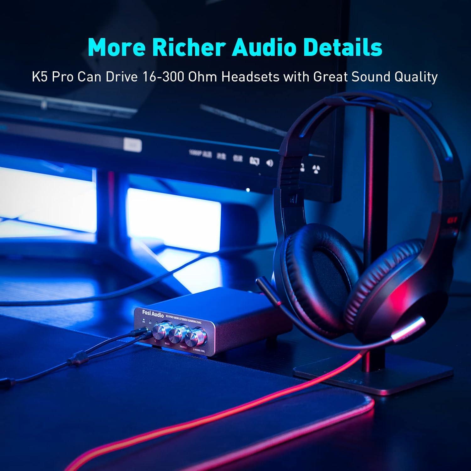 Amplificador DAC Fosi Audio K5 Pro USB Tipo C para Gaming