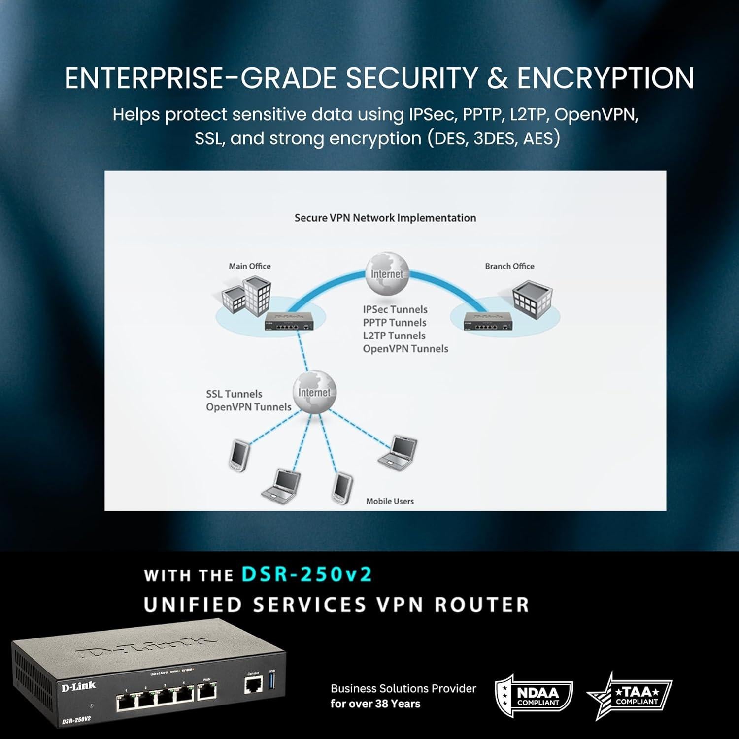 Router VPN D-Link DSR-250V2 | 4 Puertos Gigabit | Seguridad Alta
