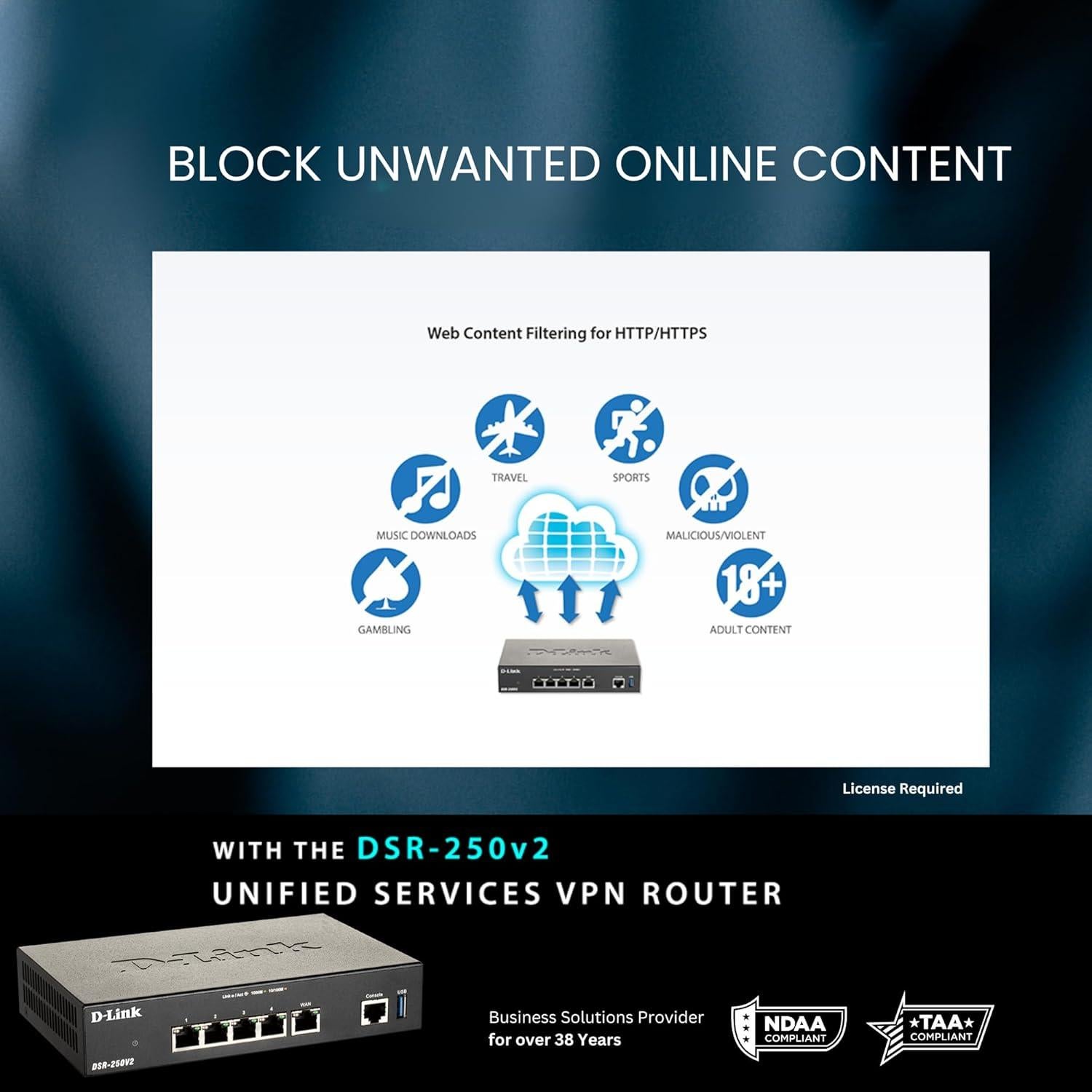 Router VPN D-Link DSR-250V2 | 4 Puertos Gigabit | Seguridad Alta