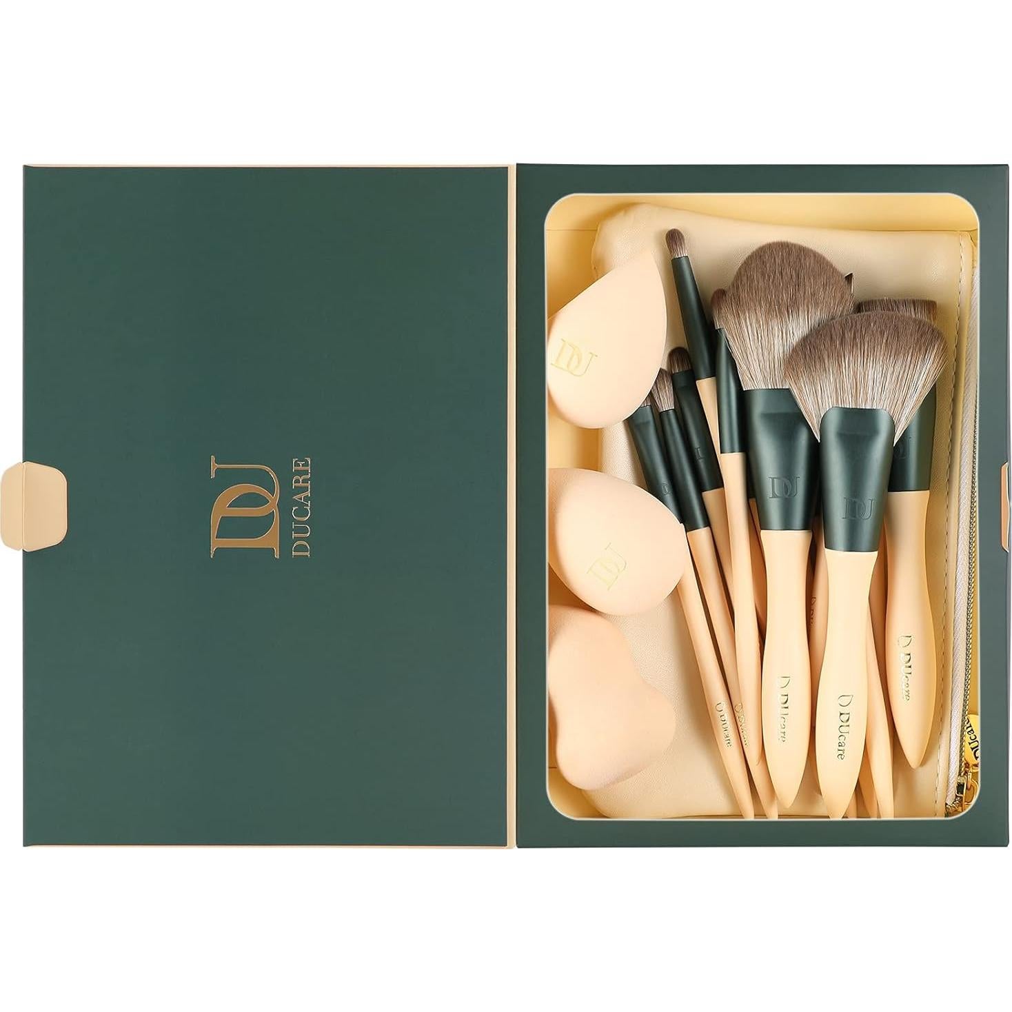 Set de Pinceles de Maquillaje DUcare 14Pcs + 3 Esponjas