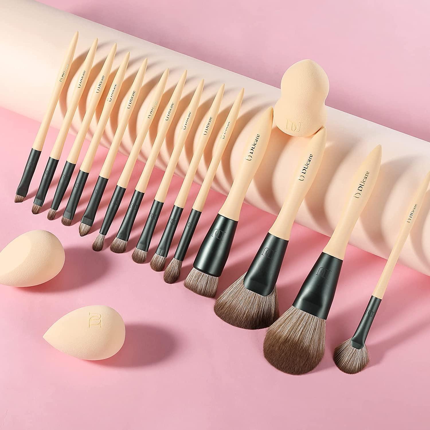 Set de Pinceles de Maquillaje DUcare 14Pcs + 3 Esponjas