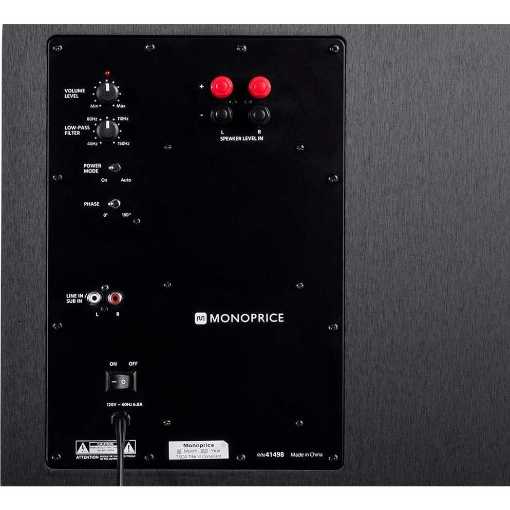 Subwoofer Potenciado Monoprice SW-12 400W 12" para Cine en Casa