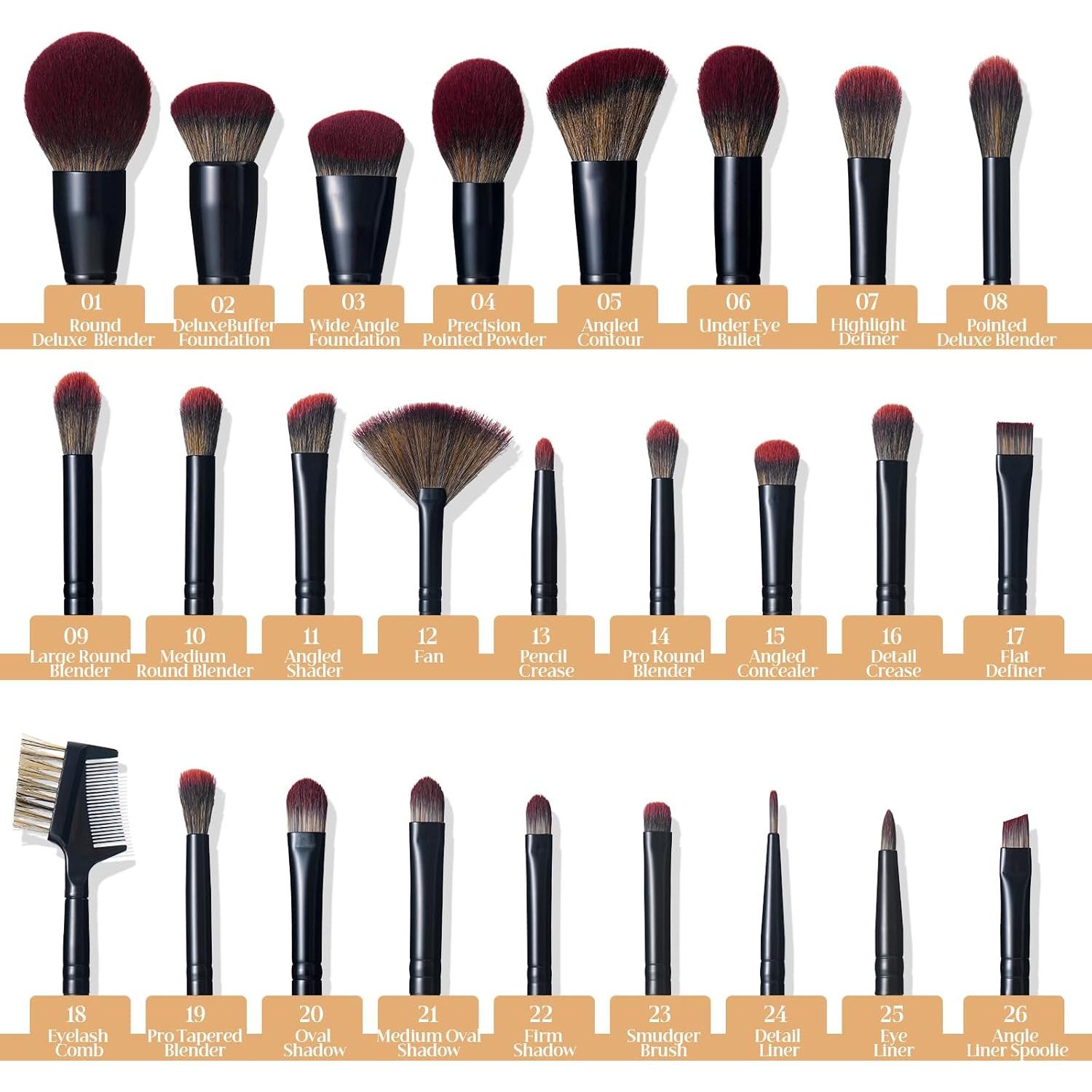 Set de 26 Pinceles de Maquillaje ZAMEL Profesional Negro