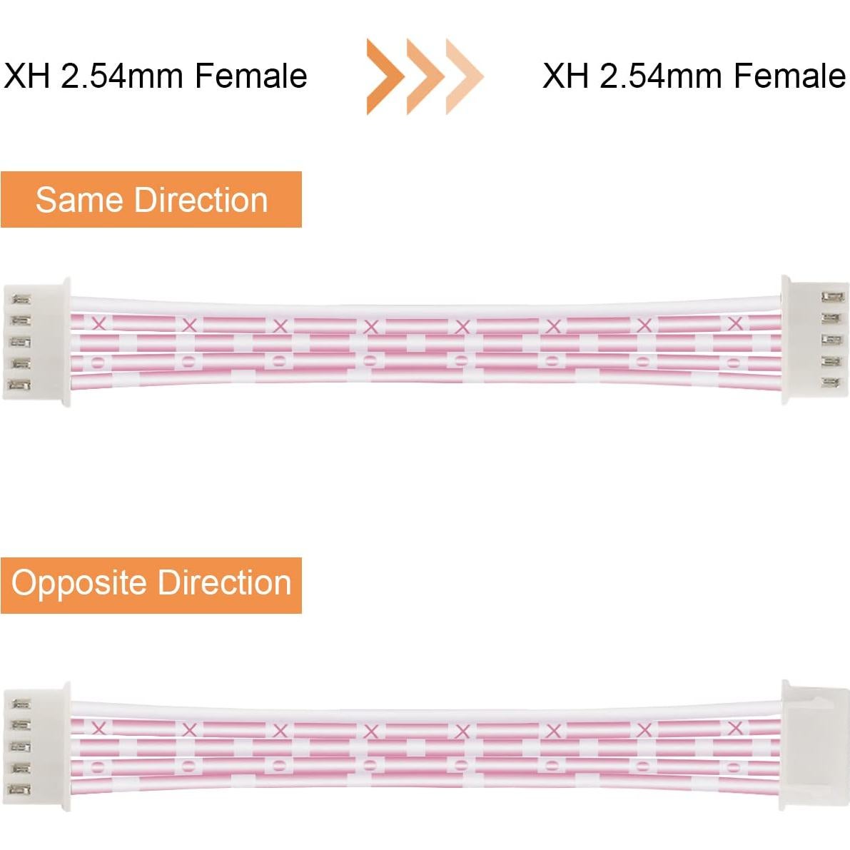 Cable de 5 Pines Hembra a Hembra JST 2.54mm 20cm 20PCS DKARDU