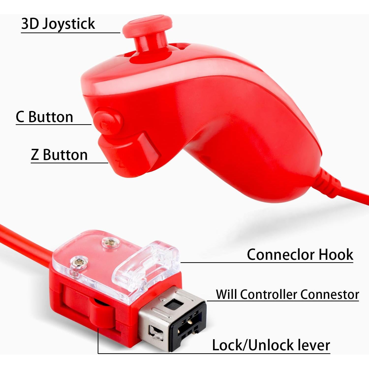 Controladores Nunchuck LongLongJin 4 Colores para Wii