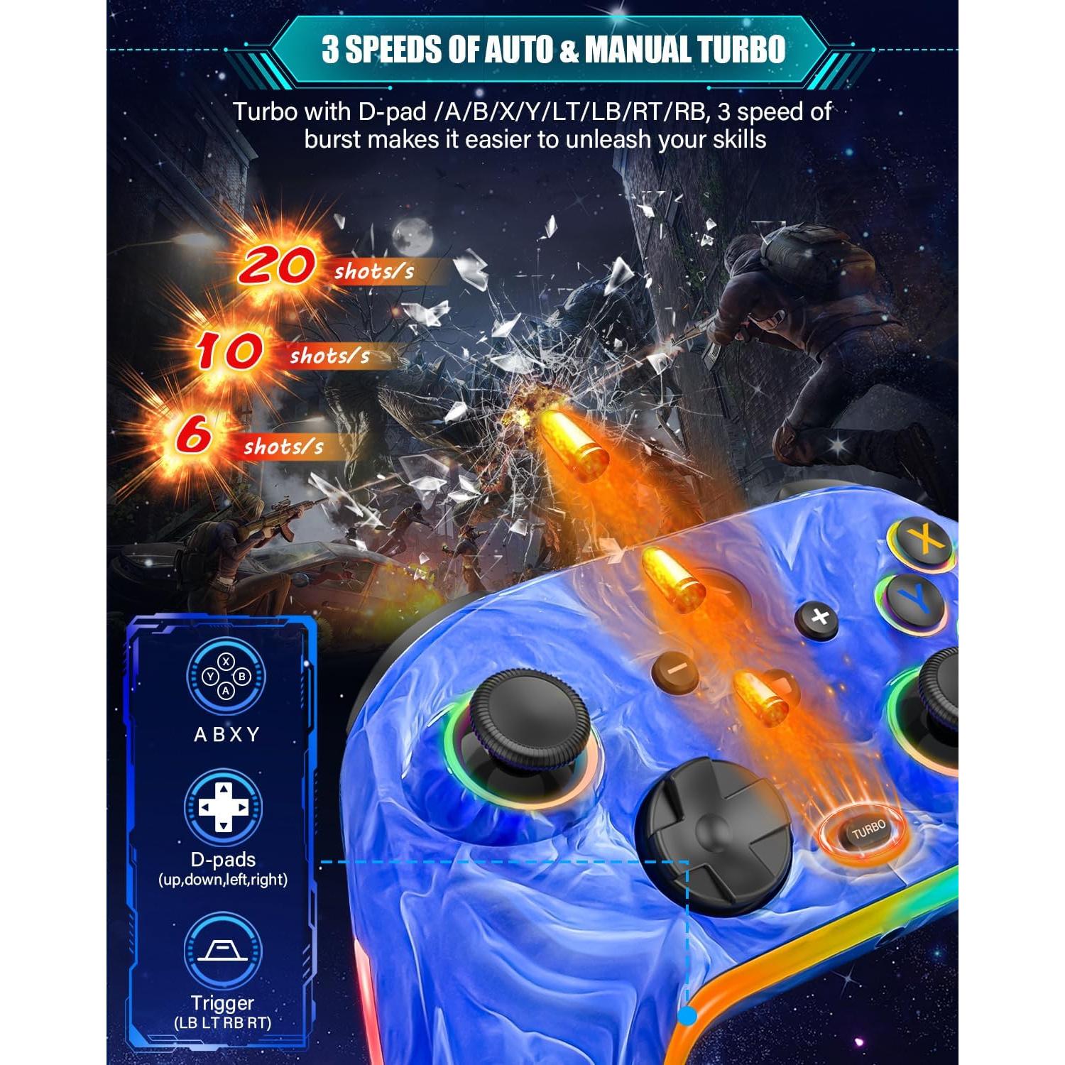 Controlador Inalámbrico KINGLINE para Nintendo Switch, 1200mAh