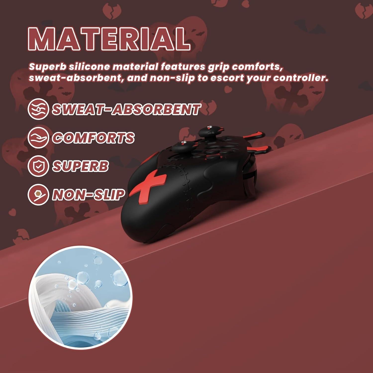 Funda de Silicona PlayVital para Controlador Pro Switch - Negro