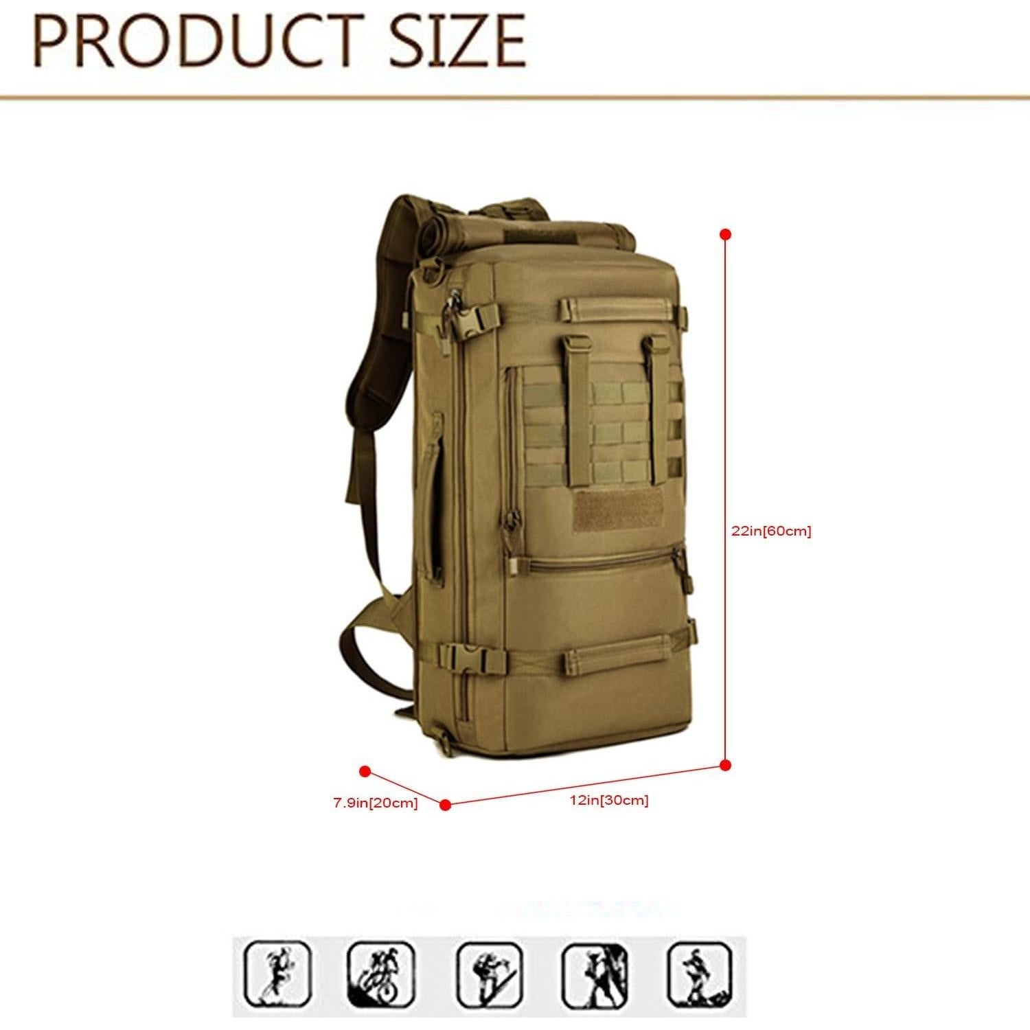 Mochila Táctica Militar Huntvp 50L 3 Vías Modular WR