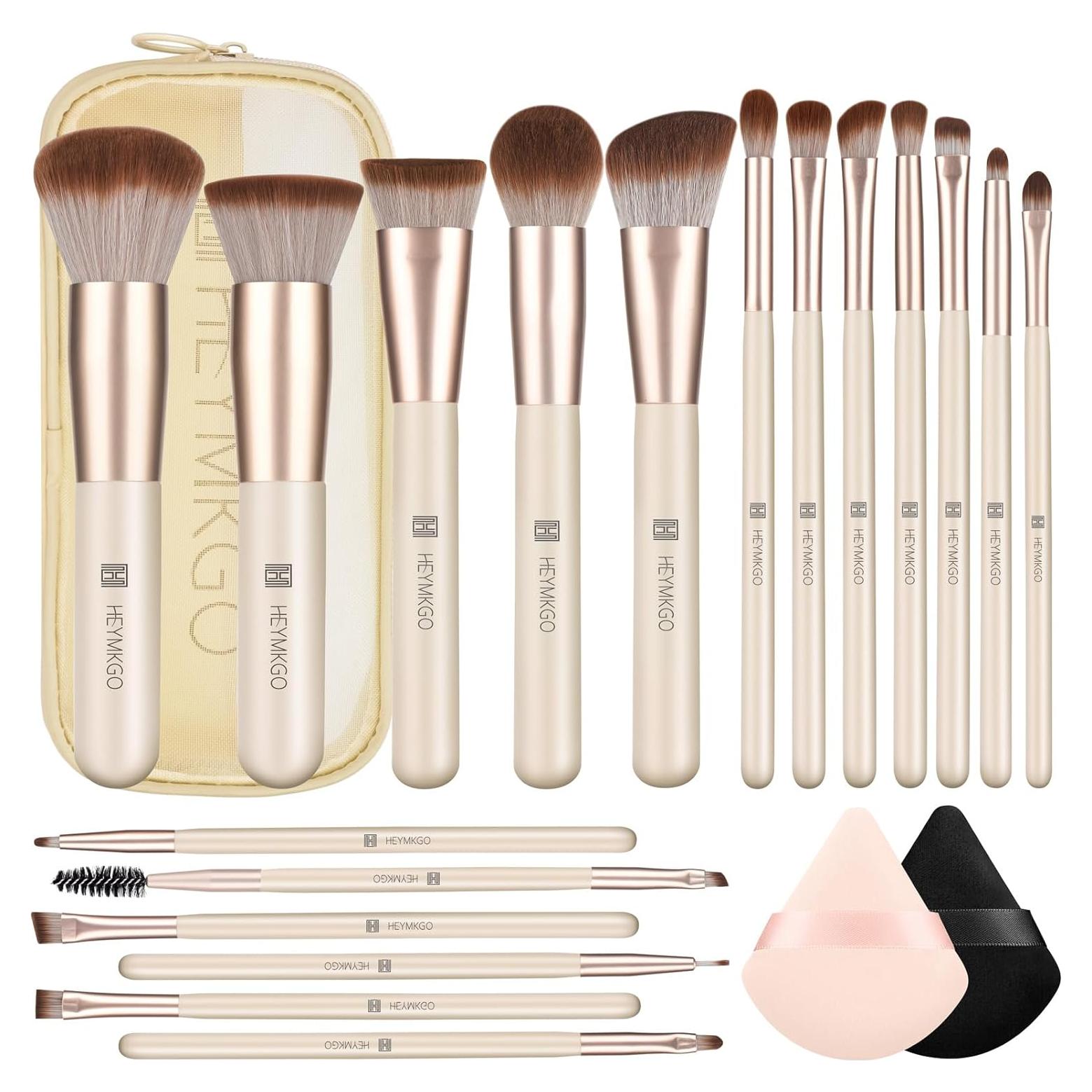 Set de Brochas de Maquillaje HEYMKGO 18 Piezas con Esponjas