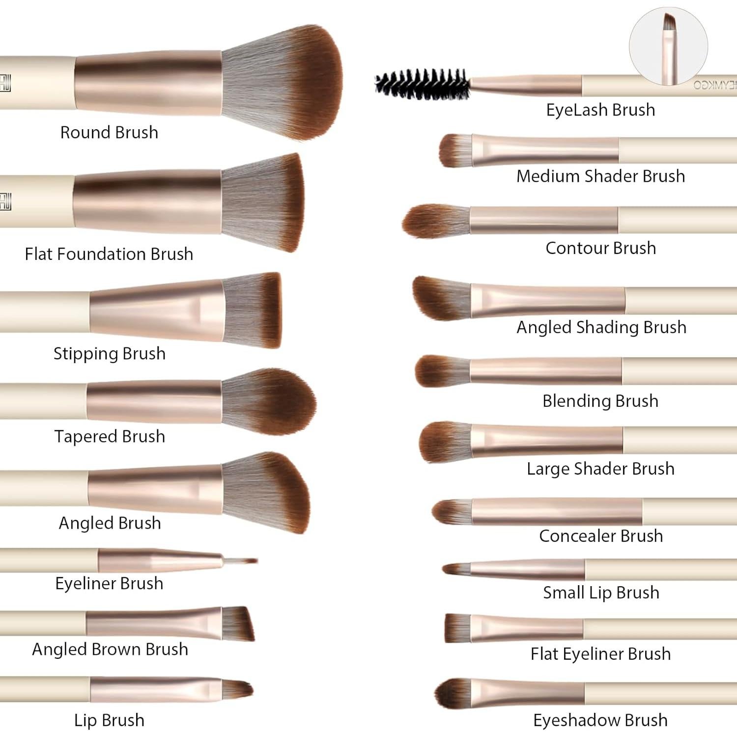 Set de Brochas de Maquillaje HEYMKGO 18 Piezas con Esponjas