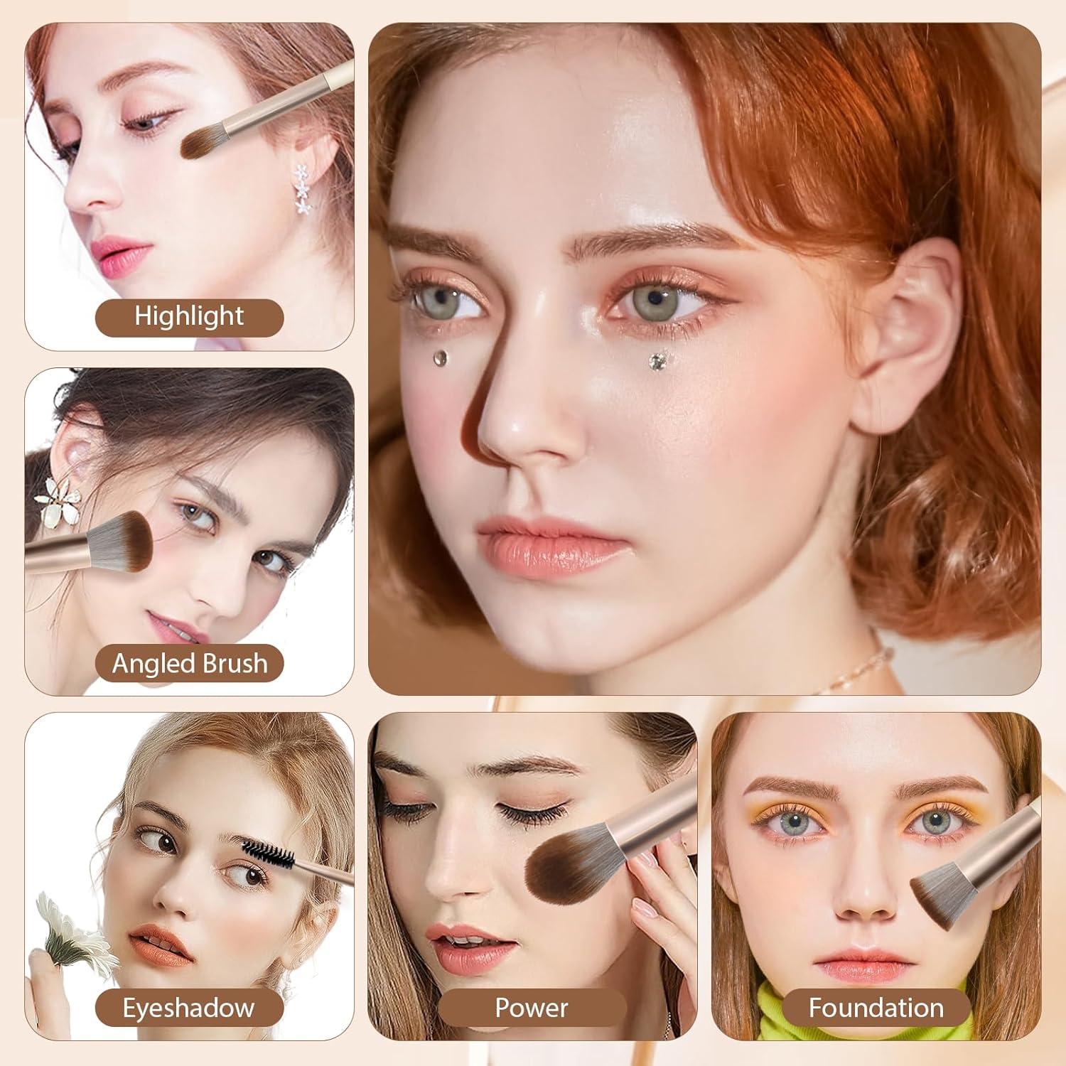 Set de Brochas de Maquillaje HEYMKGO 18 Piezas con Esponjas