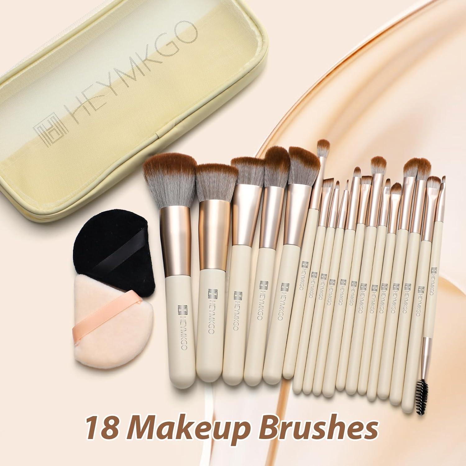 Set de Brochas de Maquillaje HEYMKGO 18 Piezas con Esponjas
