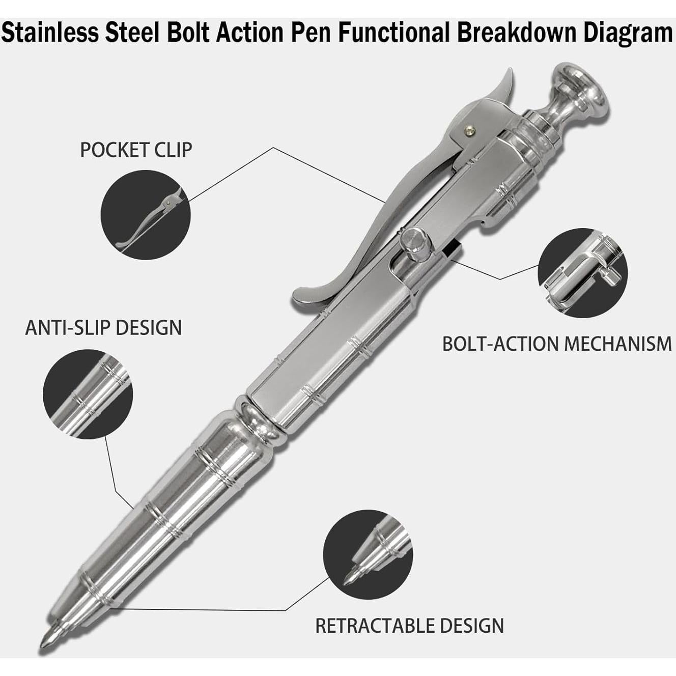 Bolígrafo Dr. Metalleung Retráctil Acero Inoxidable 14.22 cm