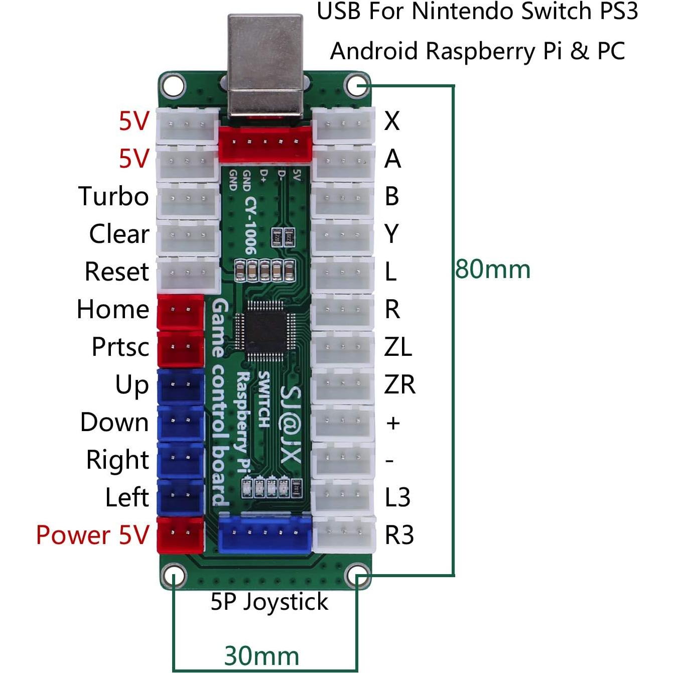Controlador de Juego SJ@JX LED 2 Jugadores Joystick 8 vías