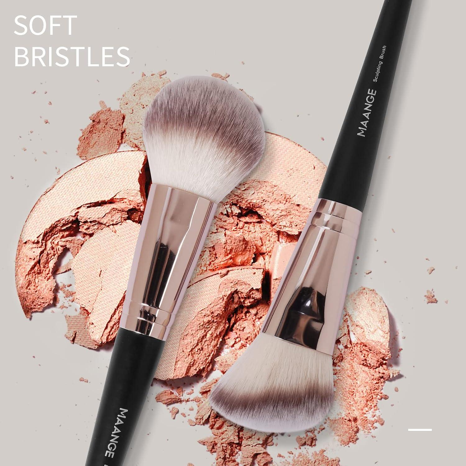 Pinceles de Maquillaje MAANGE 18 Pcs Kit Profesional Café