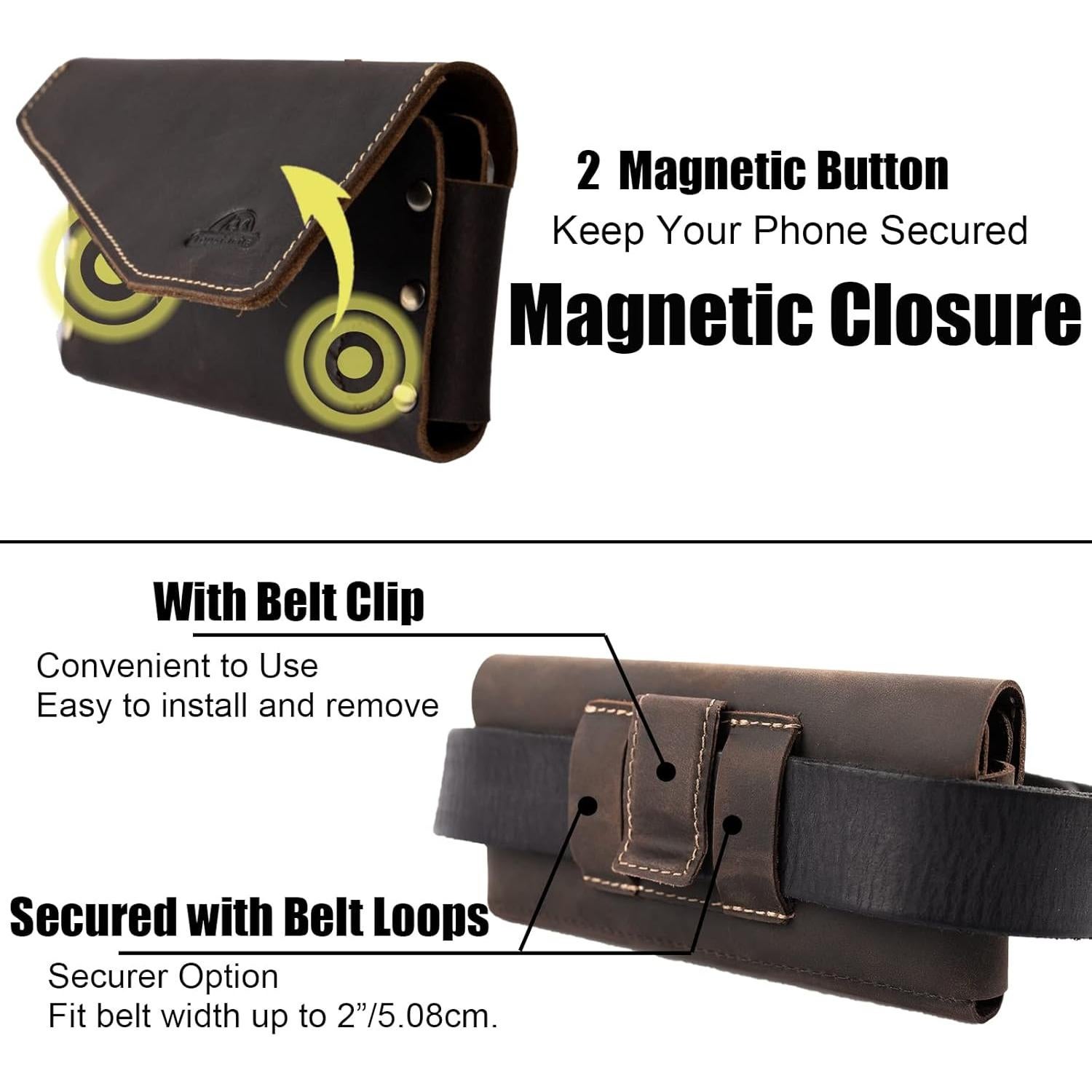 Funda de cuero Topstache XL marrón para S23/iPhone 14 Pro