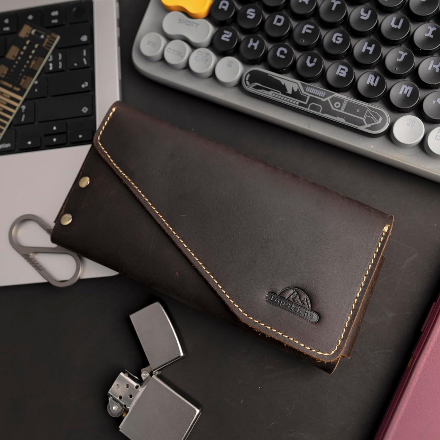 Funda de cuero Topstache XL marrón para S23/iPhone 14 Pro