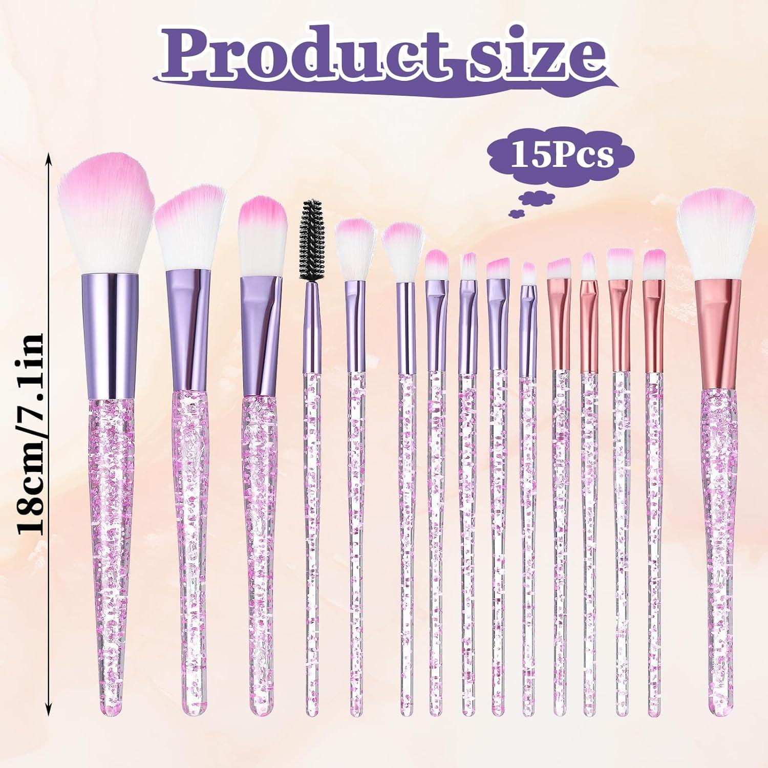 Juego de 15 Brochas de Maquillaje Rosa AOZUO 18 cm