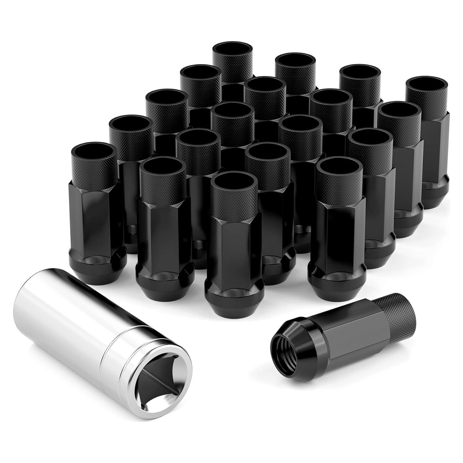 20 Tuercas de Buje Abierto EZISOE M12x1.5 50mm Negras