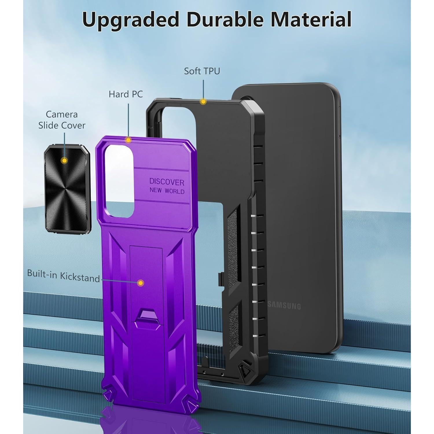 Funda FNTCASE para Samsung Galaxy A14-5G Resistente Púrpura