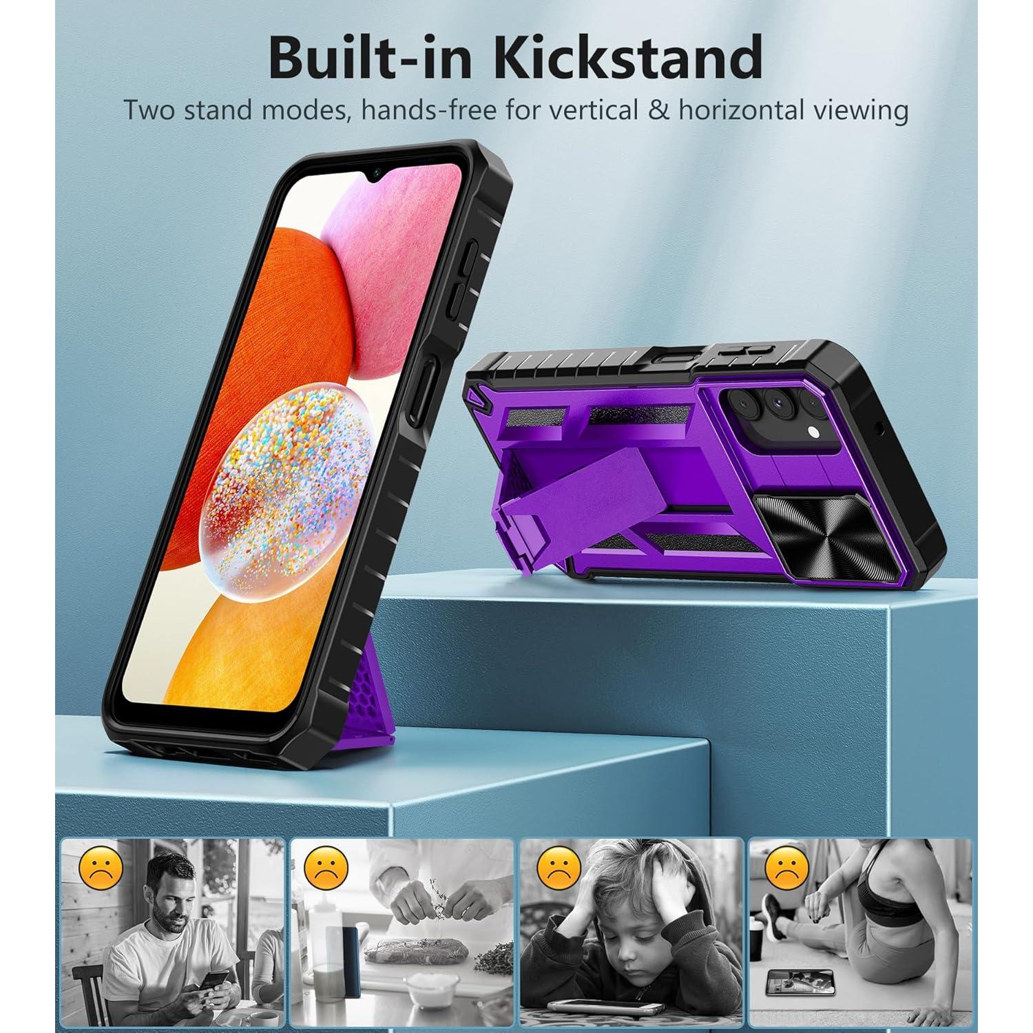 Funda FNTCASE para Samsung Galaxy A14-5G Resistente Púrpura