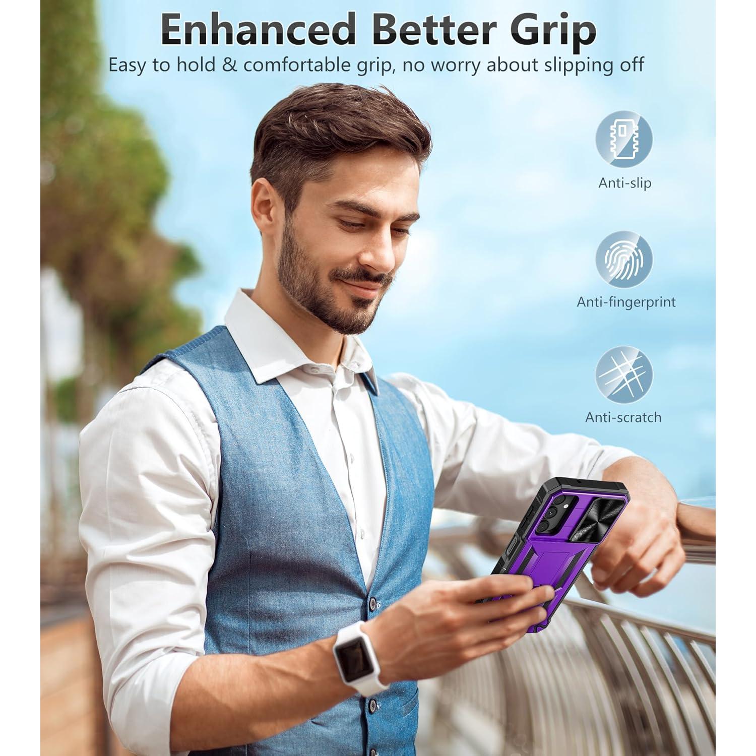 Funda FNTCASE para Samsung Galaxy A14-5G Resistente Púrpura