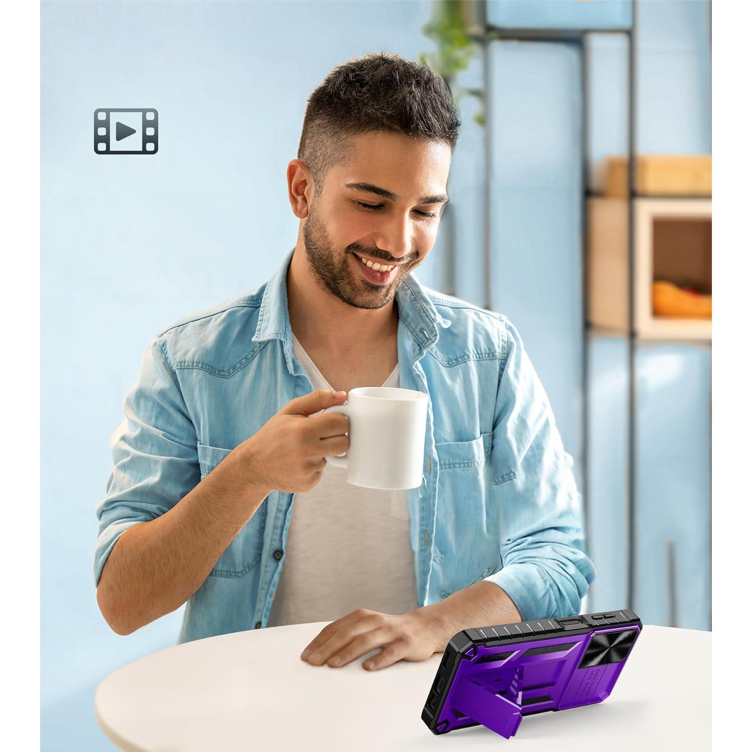 Funda FNTCASE para Samsung Galaxy A14-5G Resistente Púrpura