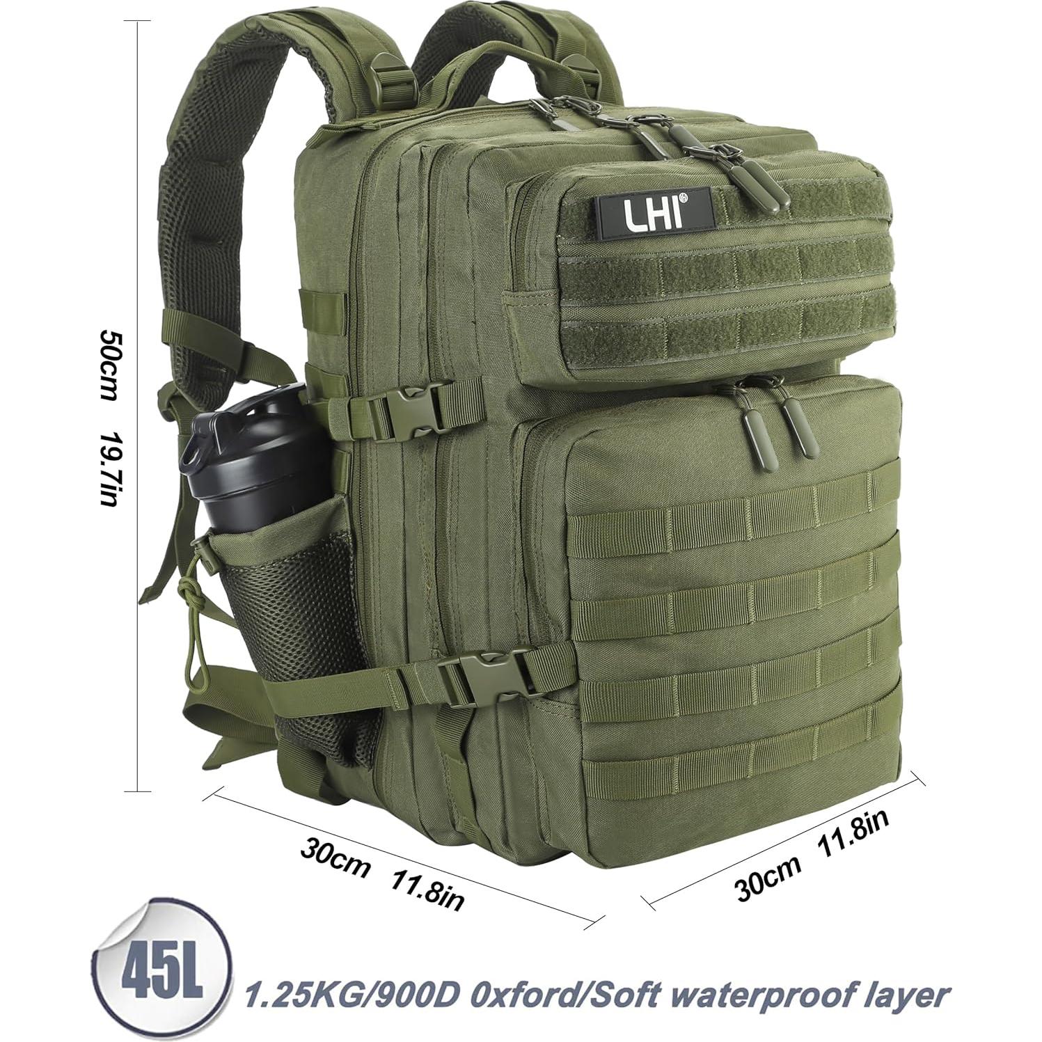 Mochila Táctica Militar LHI 45L para Senderismo y Camping