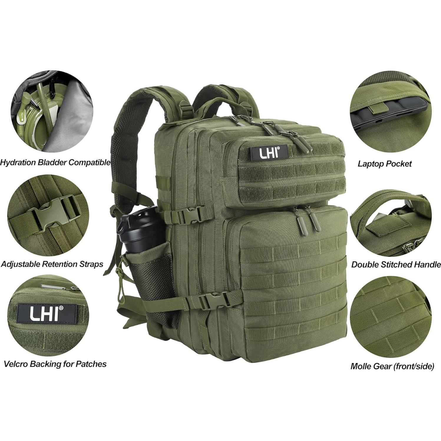 Mochila Táctica Militar LHI 45L para Senderismo y Camping