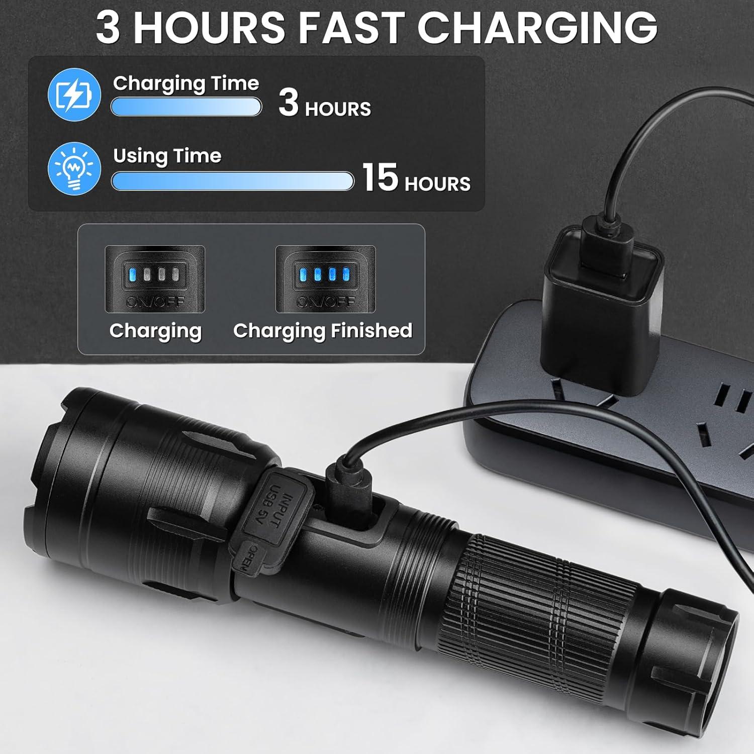 Linterna Recargable GDPLUS M007-COB 99000 Lúmenes LED Impermeable