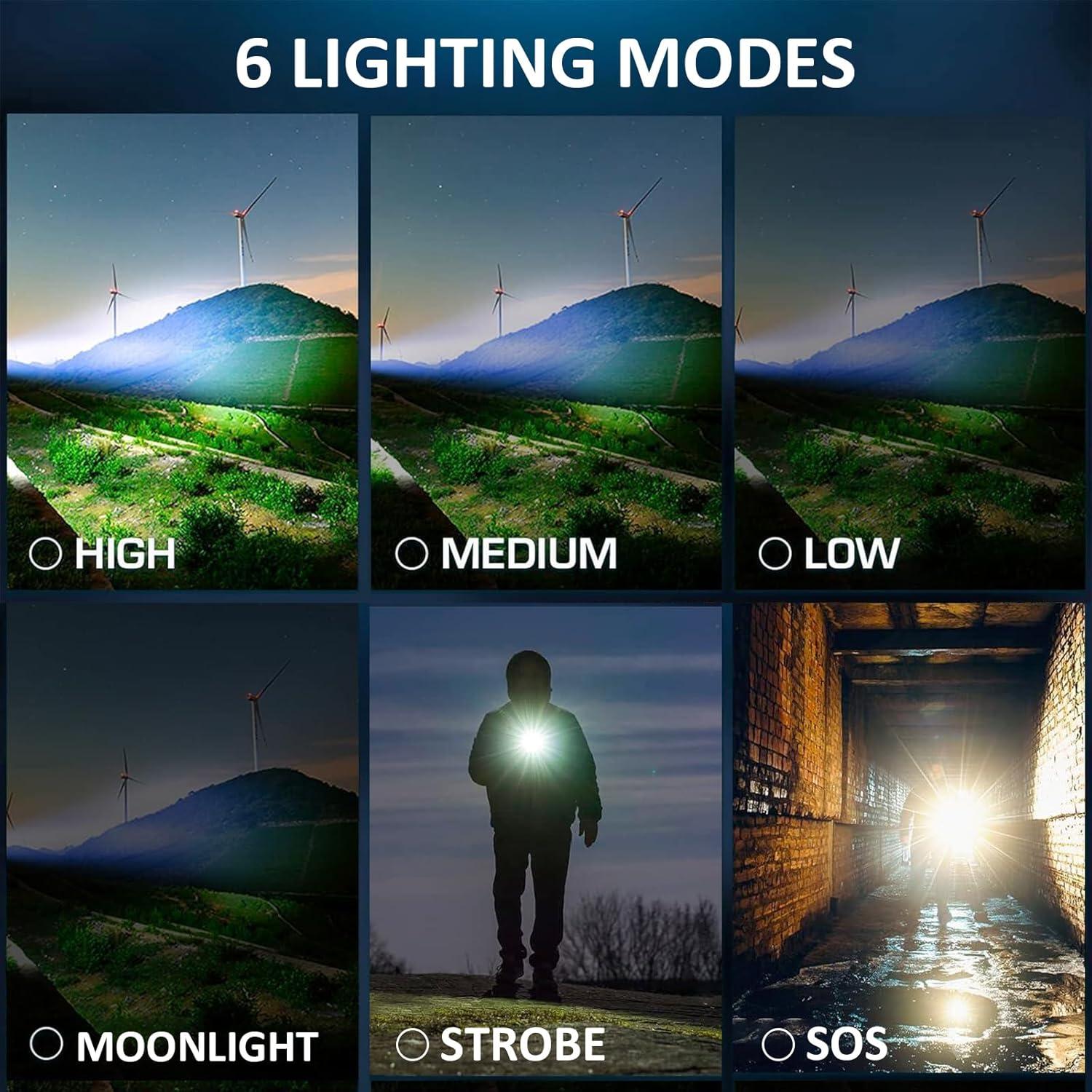 Linterna LED Táctica TUBORGO 900000 Lúmenes Recargable
