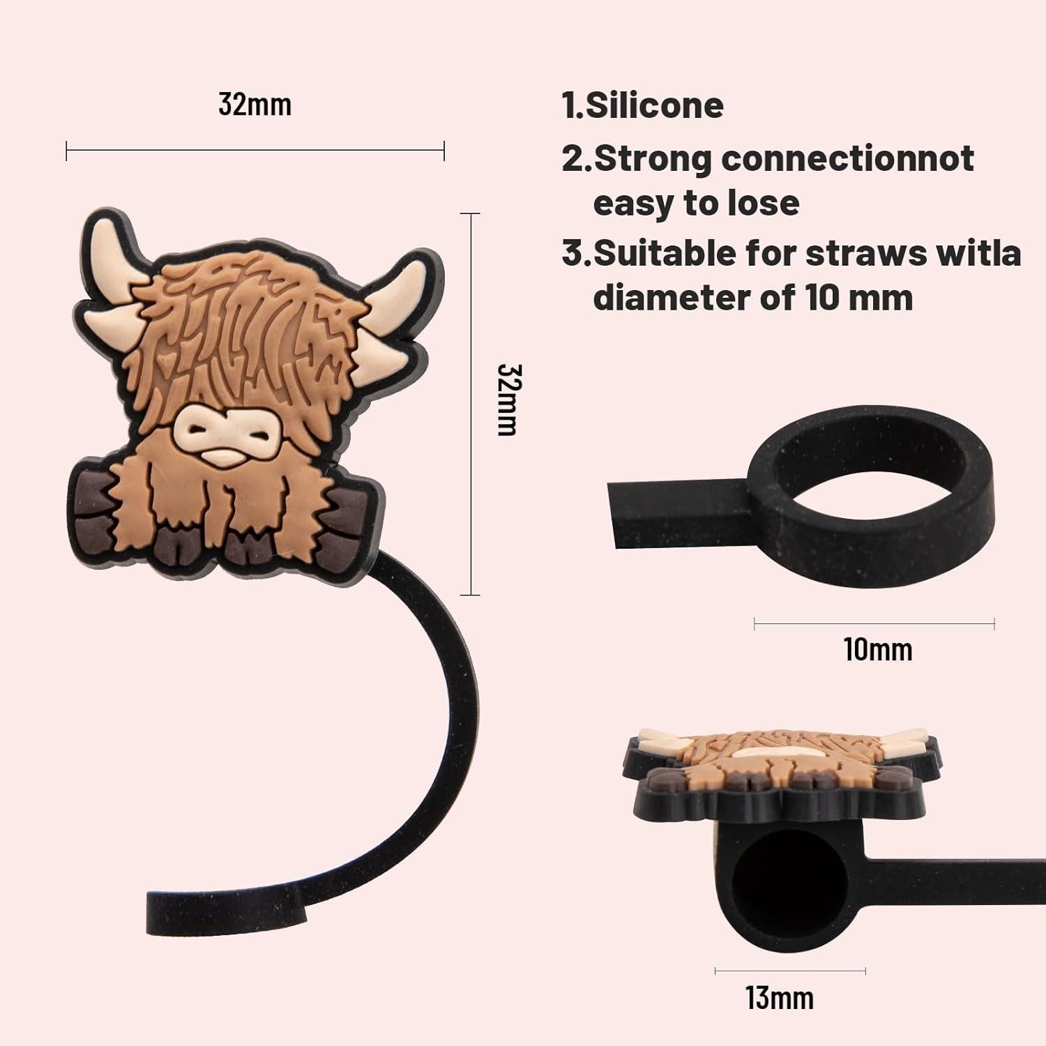 Cubierta de Silicona BCKTW para Pajitas 10mm 6 Piezas