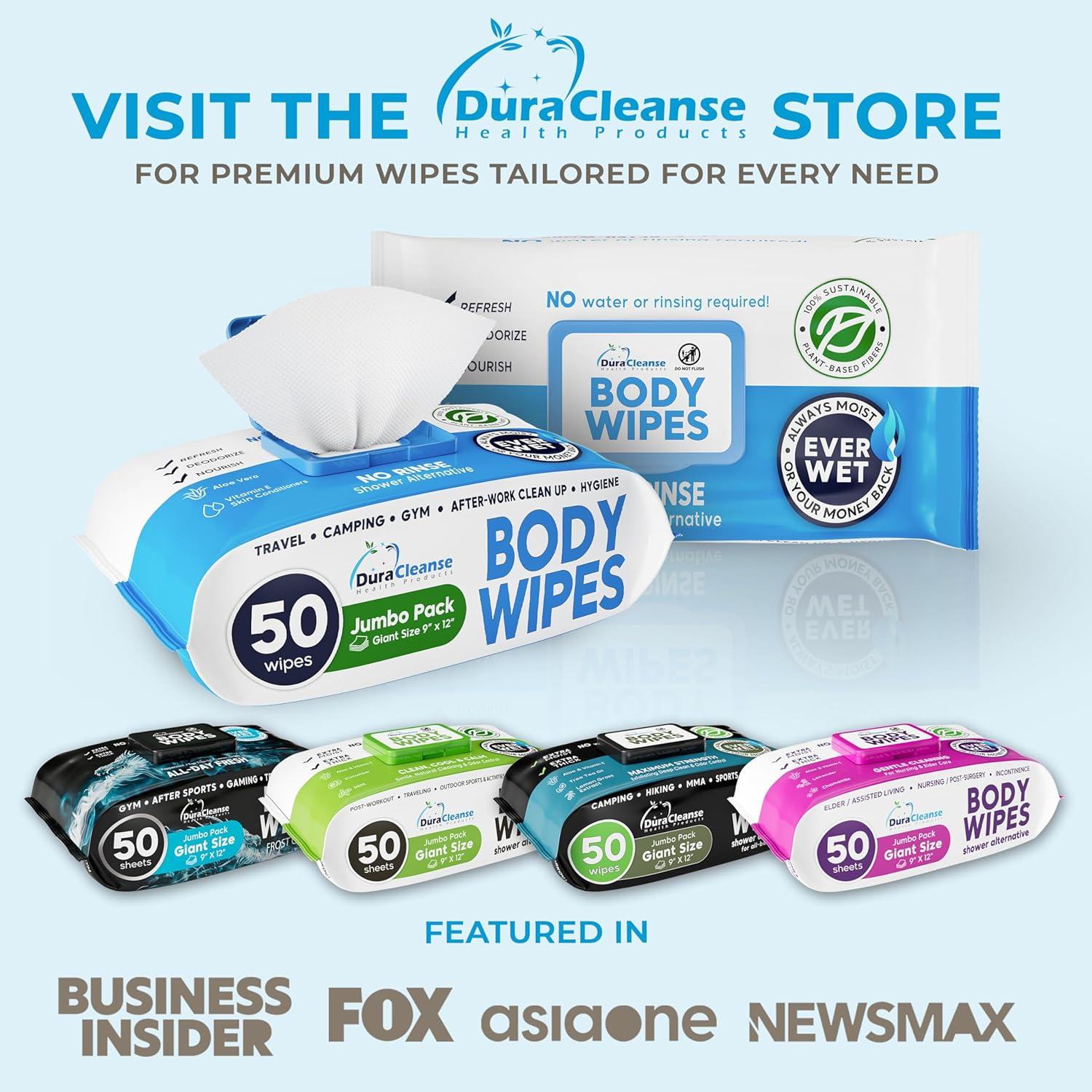 Toallitas Corporales XL Duracleanse 50 Pzas + 4 Viaje