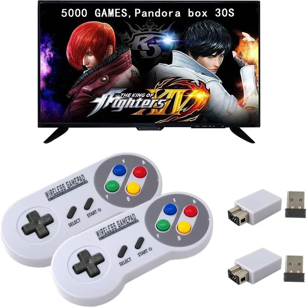 2-Pack 2.4G Wireless Cordless Controller for SNES Classic Version (SNES Mini) or SFC Classic Version (SFC Mini), Game Joystick with USB Wireless Receiver Supported for PC/MacBook Devices (US Ship)