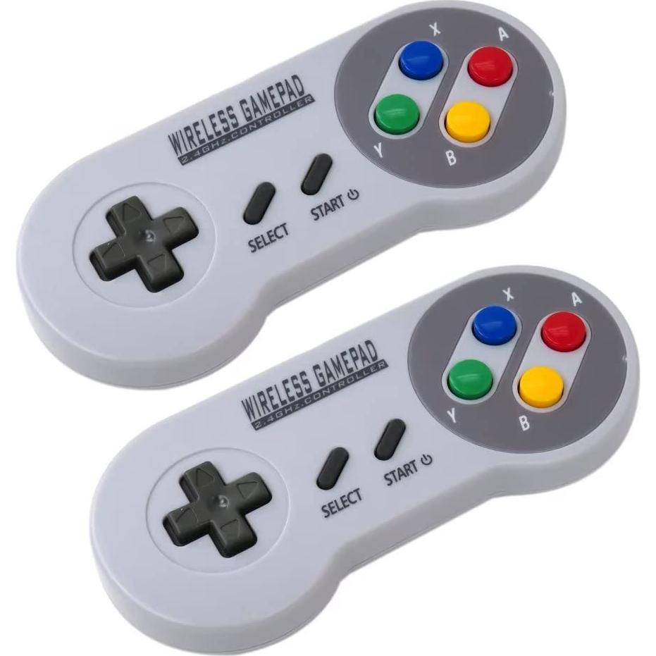 2-Pack 2.4G Wireless Cordless Controller for SNES Classic Version (SNES Mini) or SFC Classic Version (SFC Mini), Game Joystick with USB Wireless Receiver Supported for PC/MacBook Devices (US Ship)