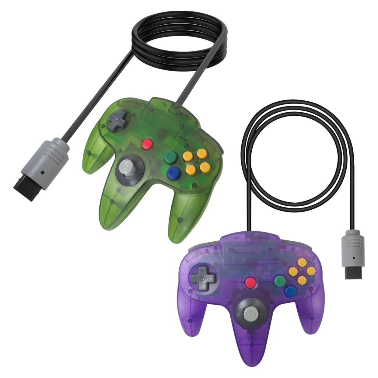 Controlador N64 Loner Retro con Cable 2 Piezas Verde y Púrpura