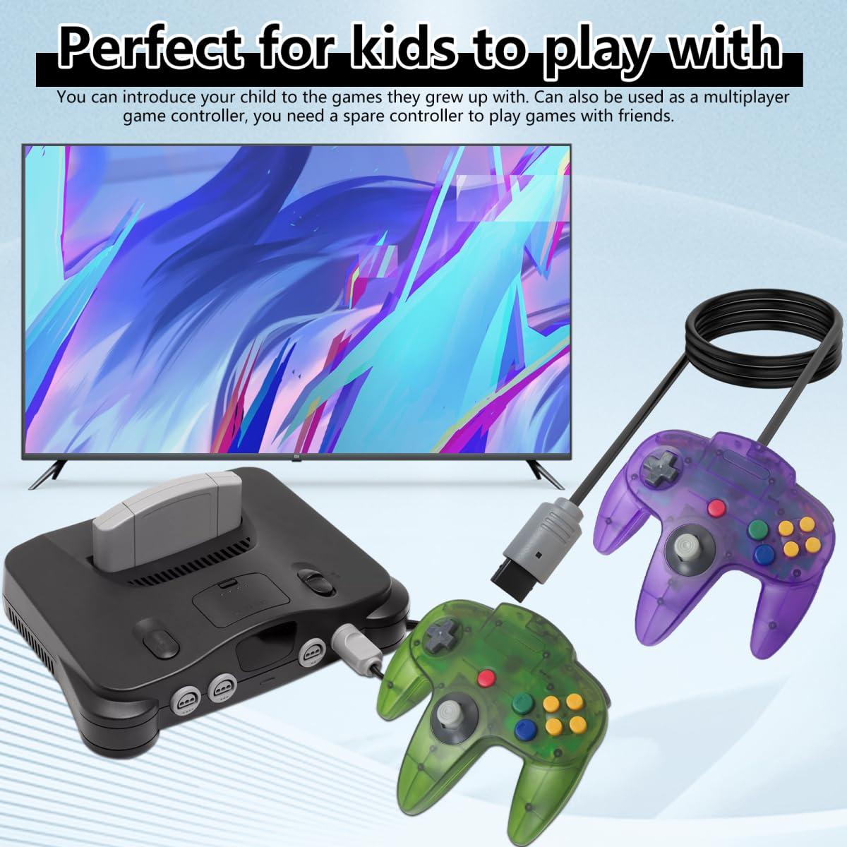 Controlador N64 Loner Retro con Cable 2 Piezas Verde y Púrpura