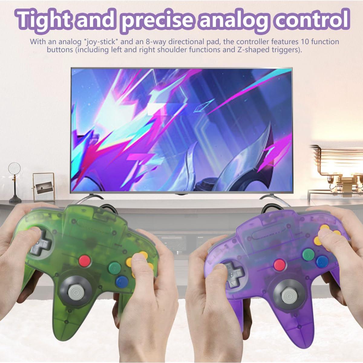 Controlador N64 Loner Retro con Cable 2 Piezas Verde y Púrpura