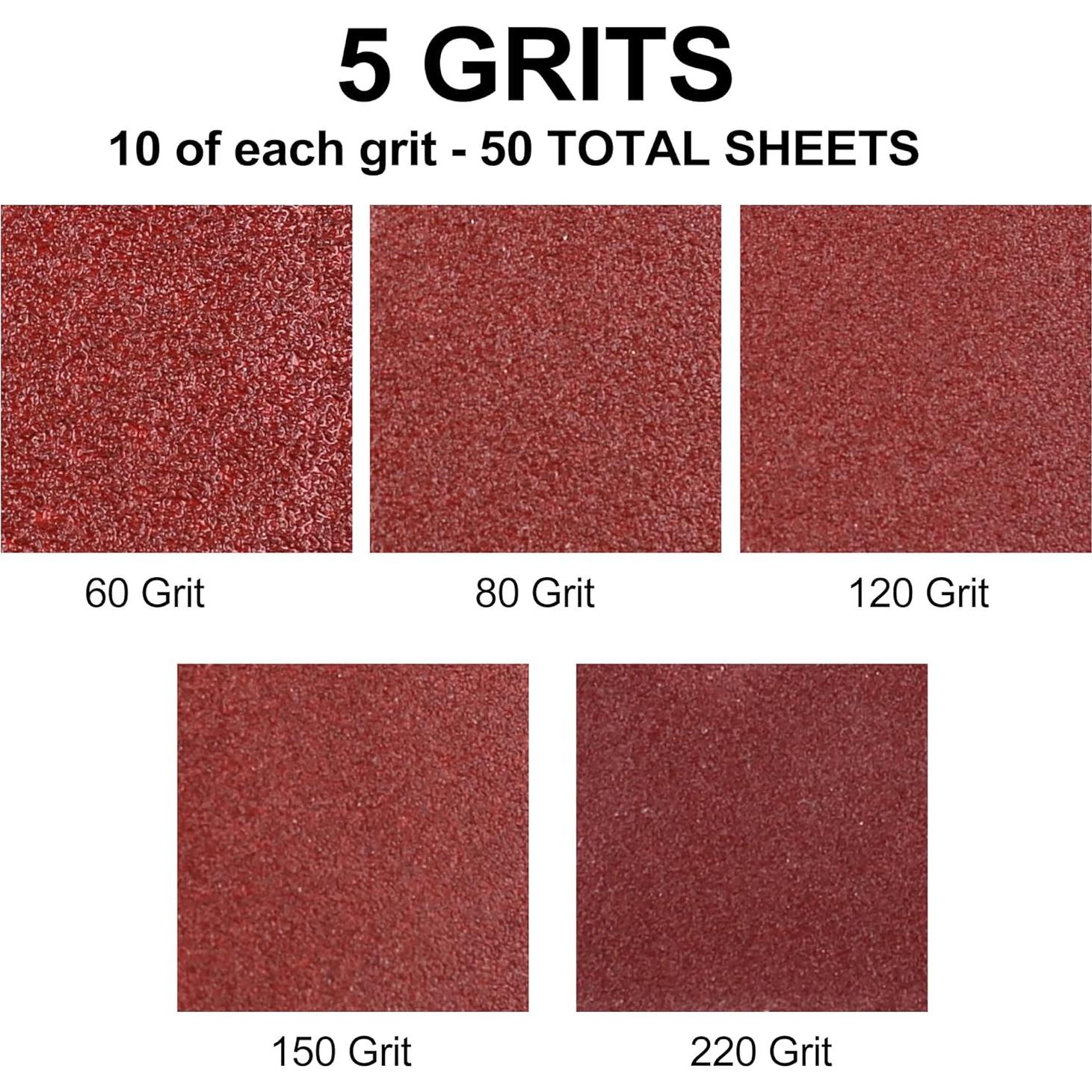LotFancy Almohadillas de Lijado 50PCS 60-220 Grano para Lijadora