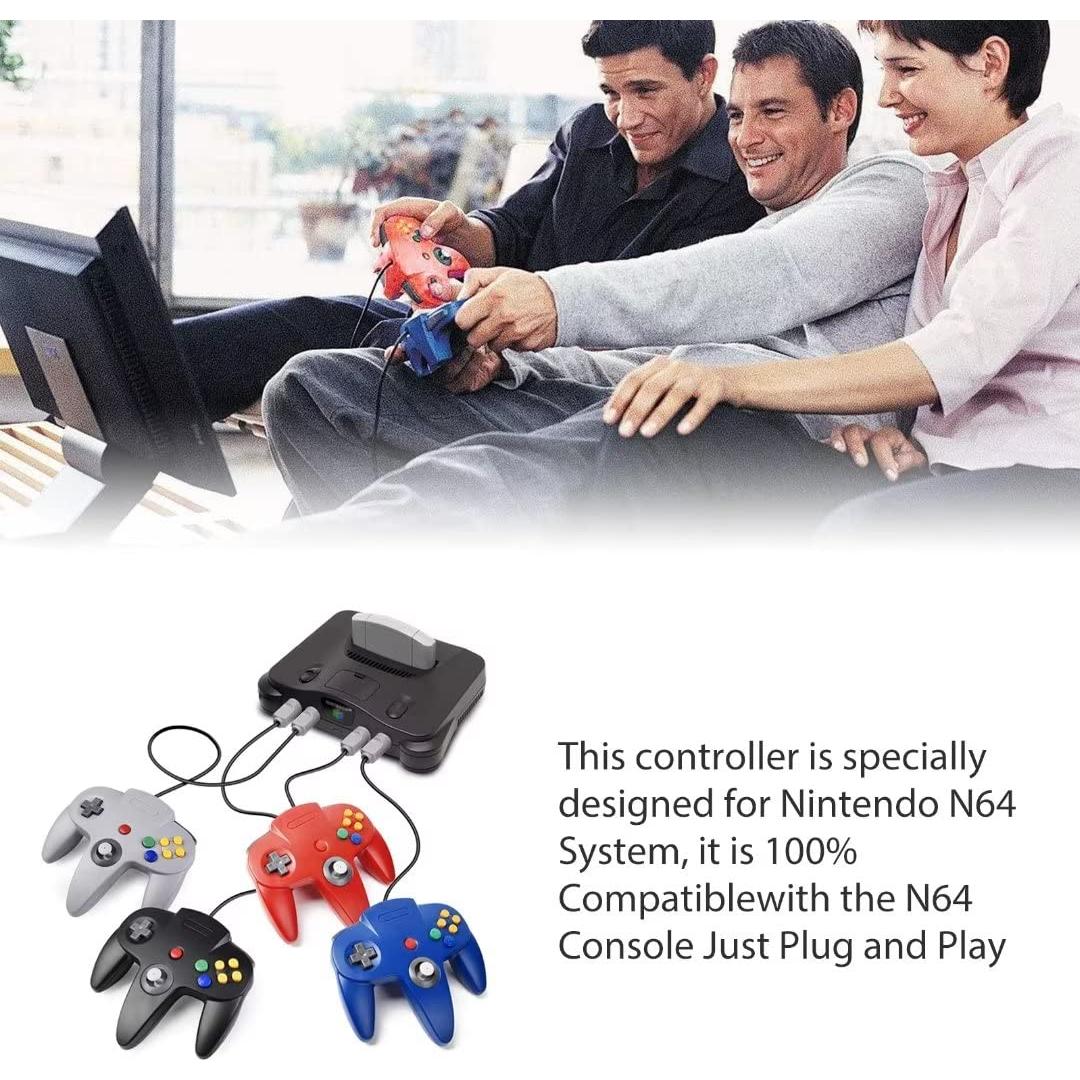 USonline911 2 Pack Wired Video Game Console Gamepad Joystick Joypad Classic Wired 64-bit Gamepad Joystick For Nintendo 64 N64 Video Game Console(Red + Blue)