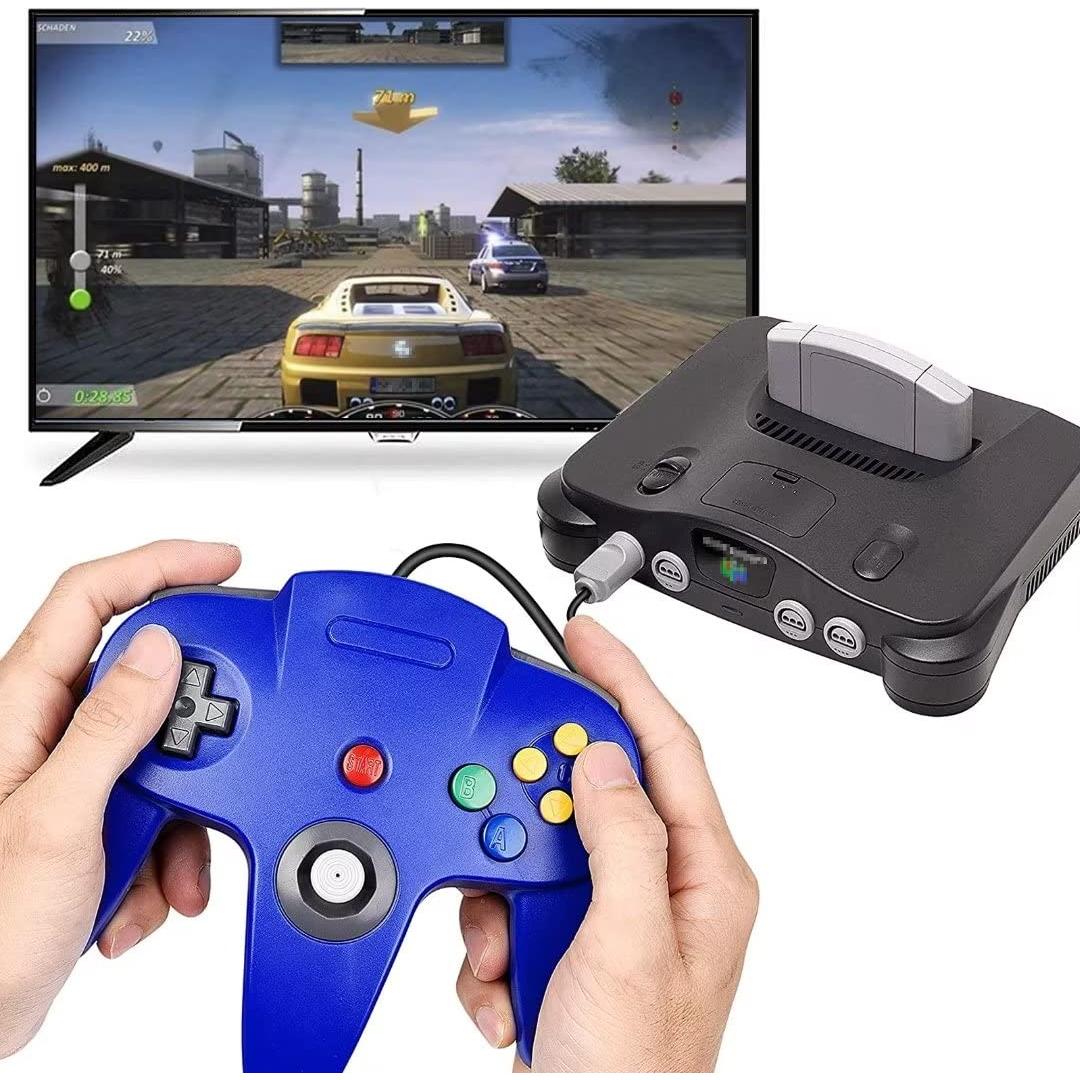 USonline911 2 Pack Wired Video Game Console Gamepad Joystick Joypad Classic Wired 64-bit Gamepad Joystick For Nintendo 64 N64 Video Game Console(Red + Blue)