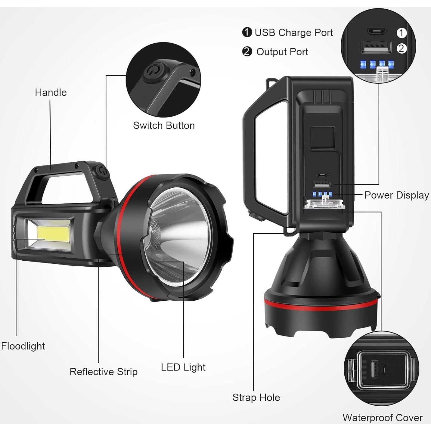 Linterna de Mano Recargable SUNPRO QK-SCD 4 Modos USB