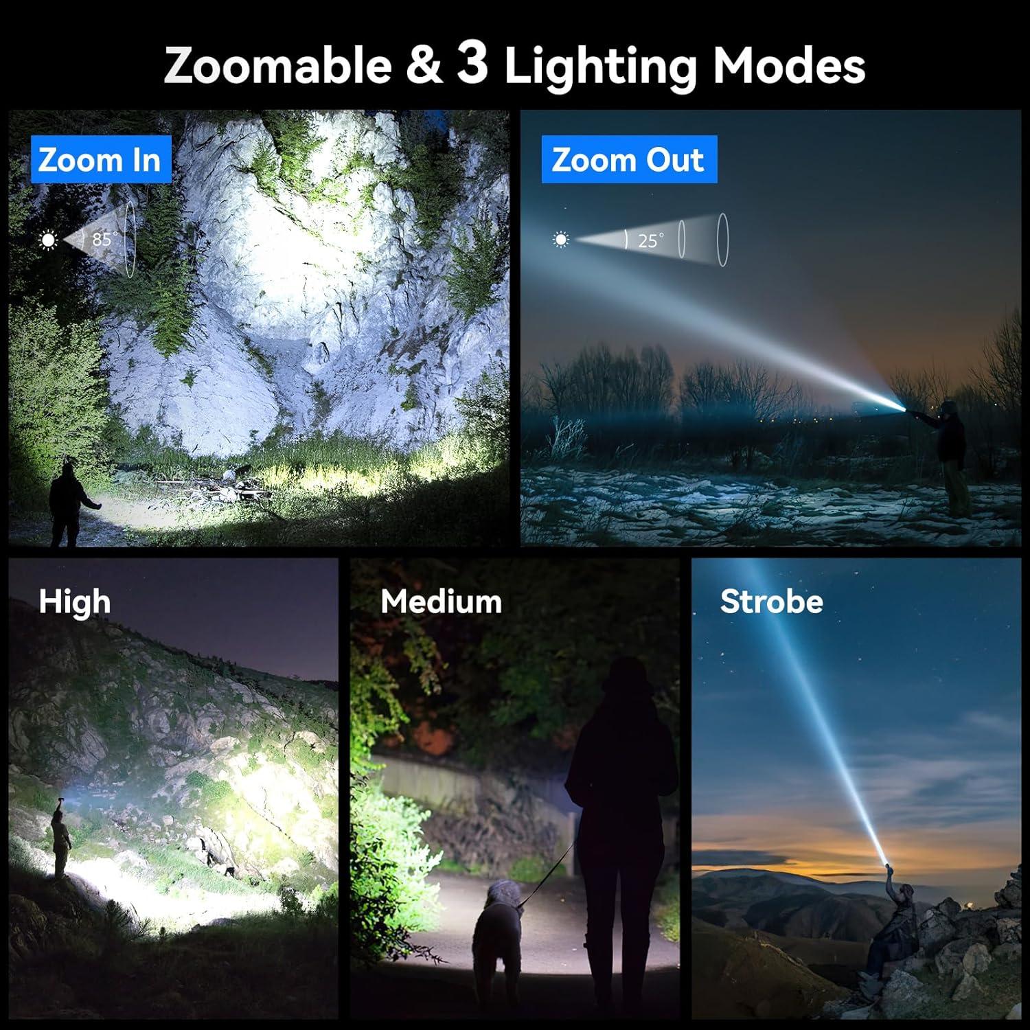 Linternas Recargables LETMY 2000 Lúmenes 2 Paquete LED Tácticas