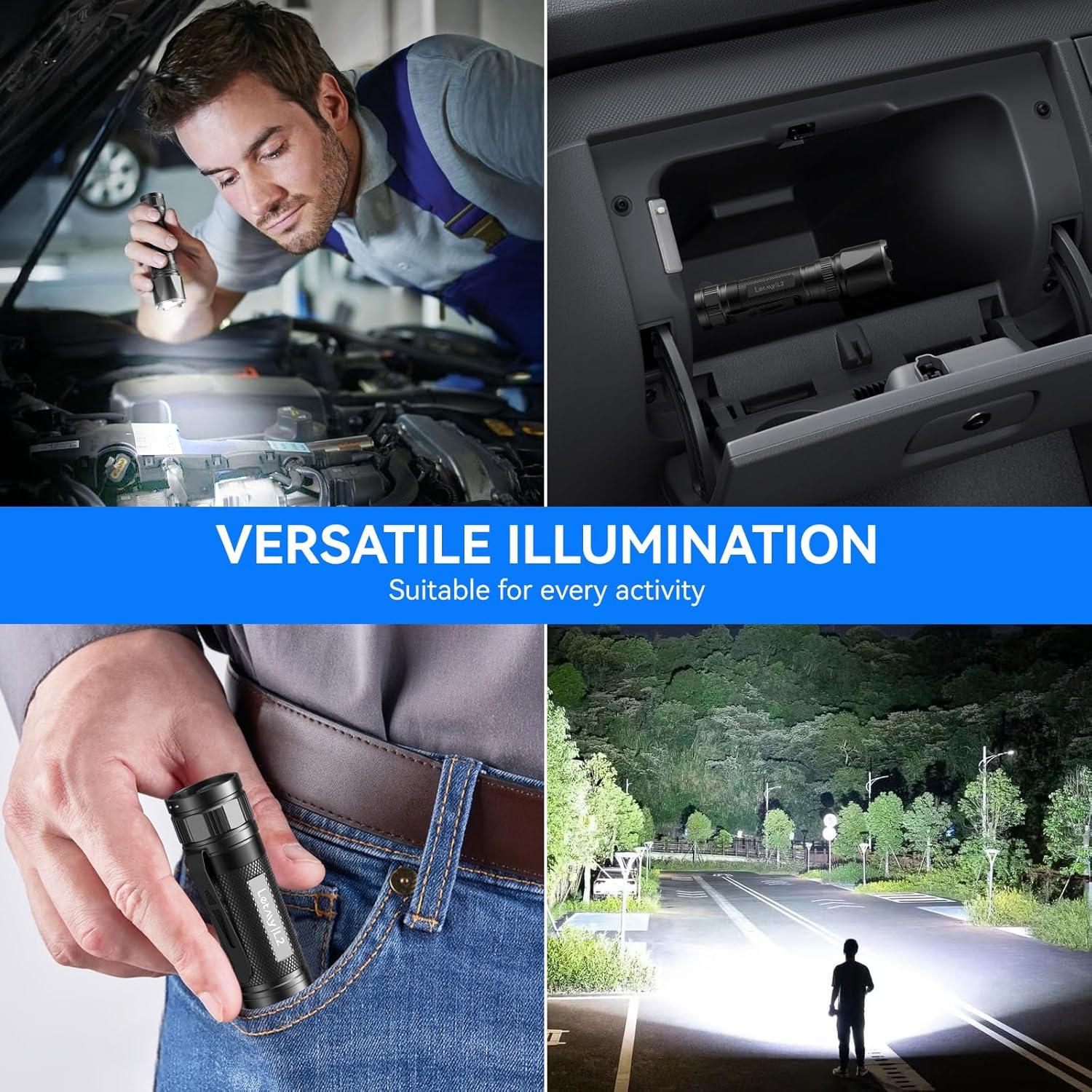 Linternas Recargables LETMY 2000 Lúmenes 2 Paquete LED Tácticas