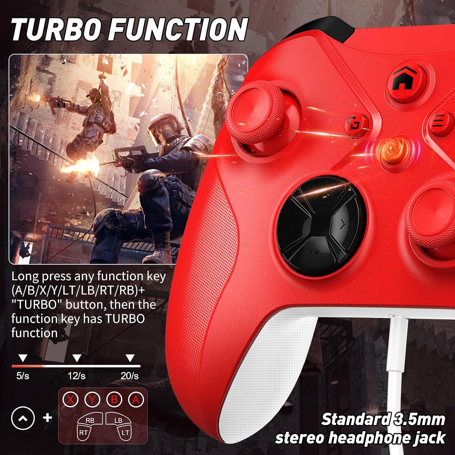 Controlador Inalámbrico Xbox Rojo - Doble Vibración y Turbo