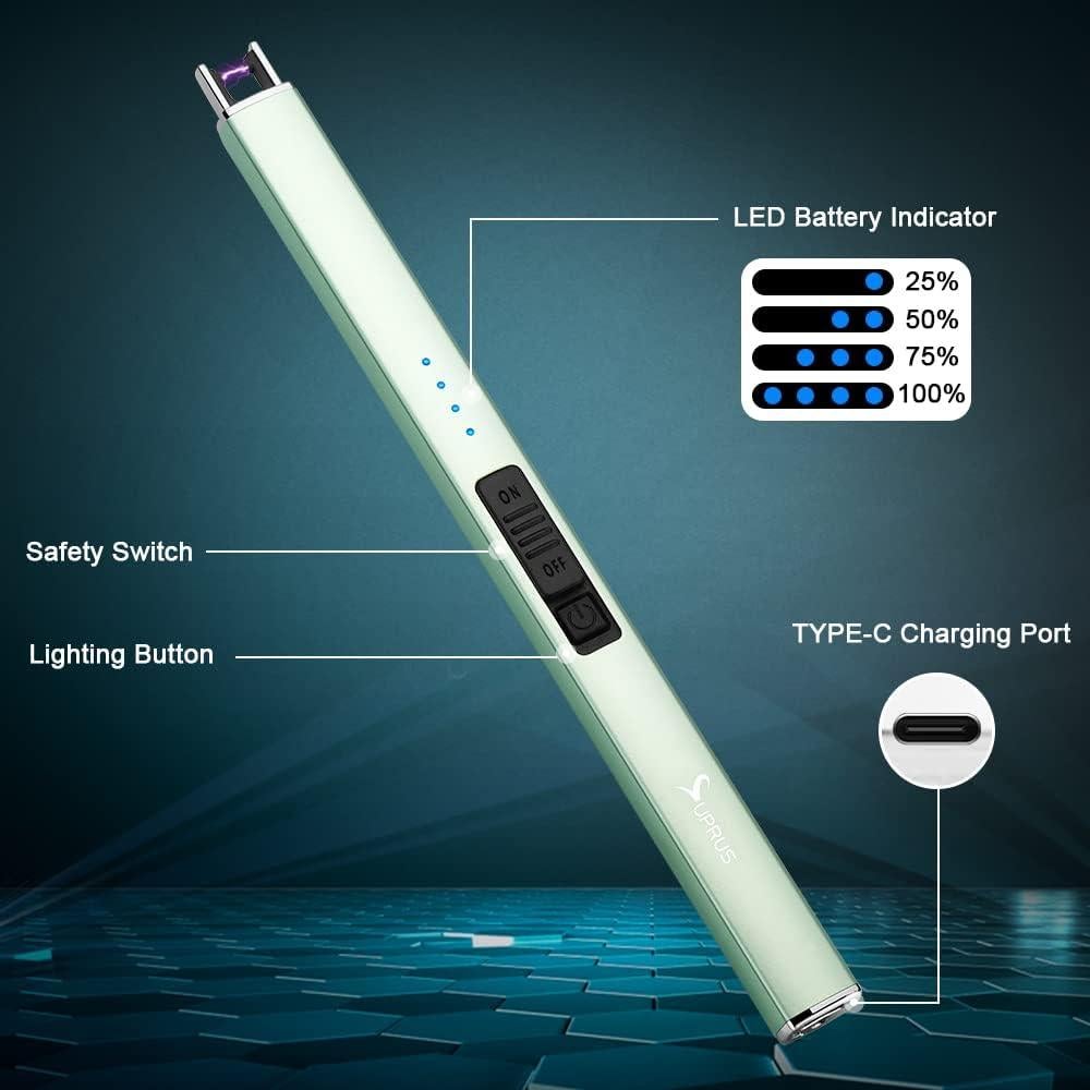 Encendedor Eléctrico SUPRUS Verde Recargable USB a Prueba de Viento