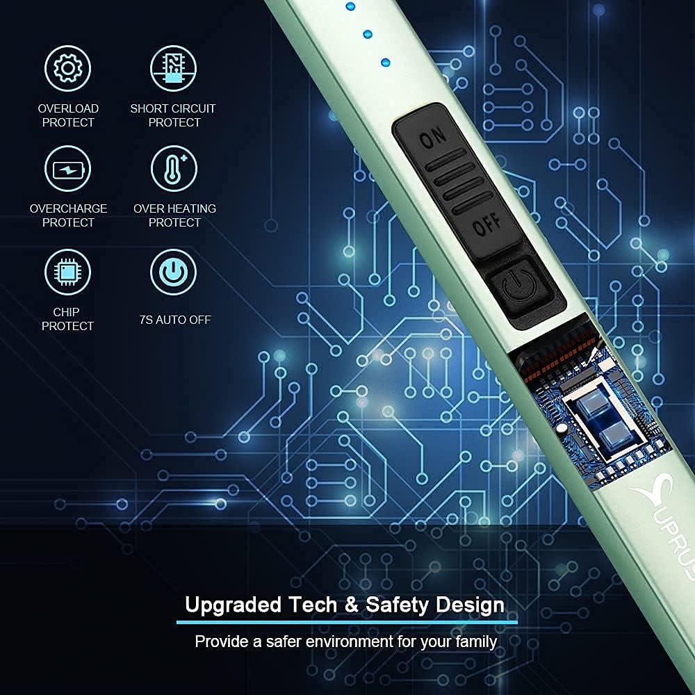 Encendedor Eléctrico SUPRUS Verde Recargable USB a Prueba de Viento