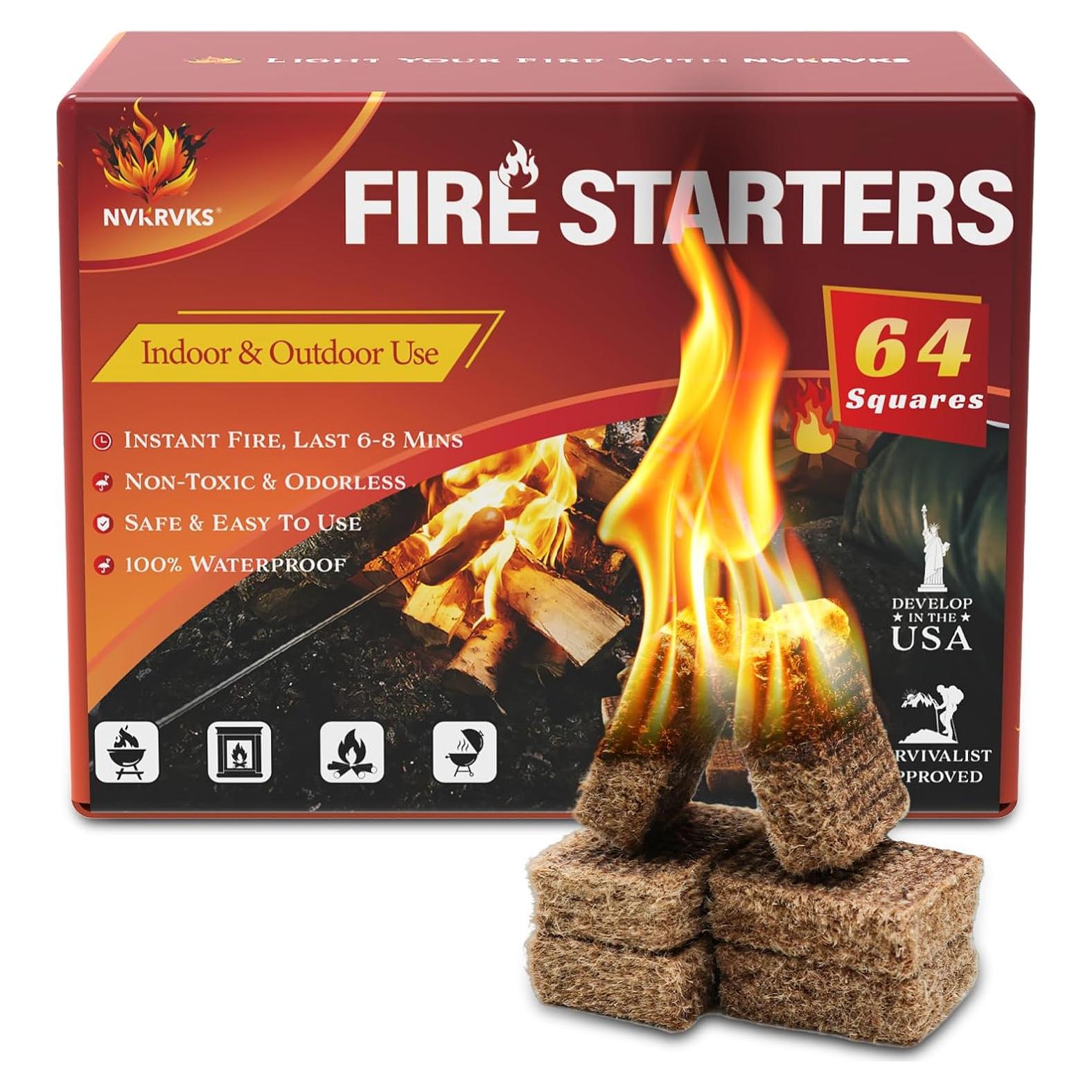 Encendedor de Fuego Nvkrvks 64 Cubos Naturales a Prueba de Agua